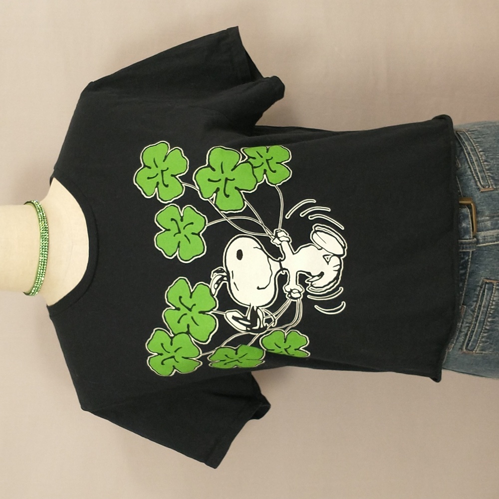 Snoopy & Shamrocks Crop Tee Peanuts T Shirt Saint Patrick's Day Celebrate Irish